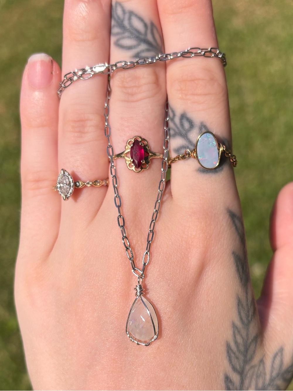 Moonstone built in charm necklace